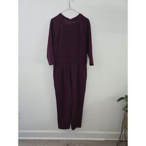 Madewell Solan Burgundy Wine Red Long Sleeve One Piece Belt Jumpsuit 2 XS